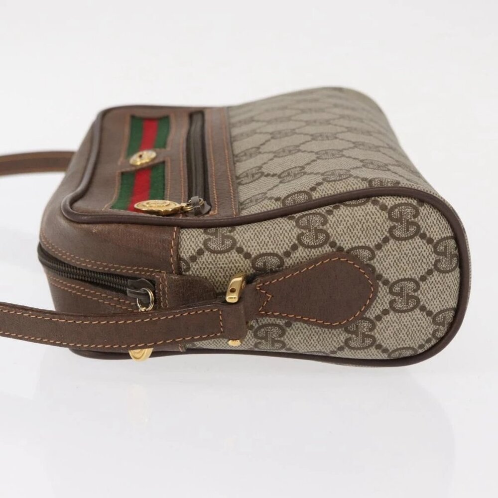 GUCCI GG Supreme Web Sherry Line Bag PVC Beige Red - Picture 7 of 16